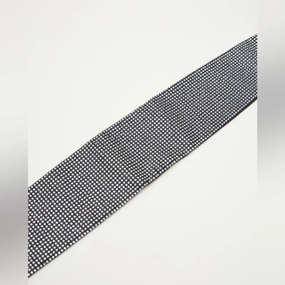 NWOT Max&Co by Max Mara Label-cut Diamanté Satin Belt Size: OS Black/Silver